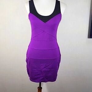 Express purple and black bodycon bandage mini dress size S